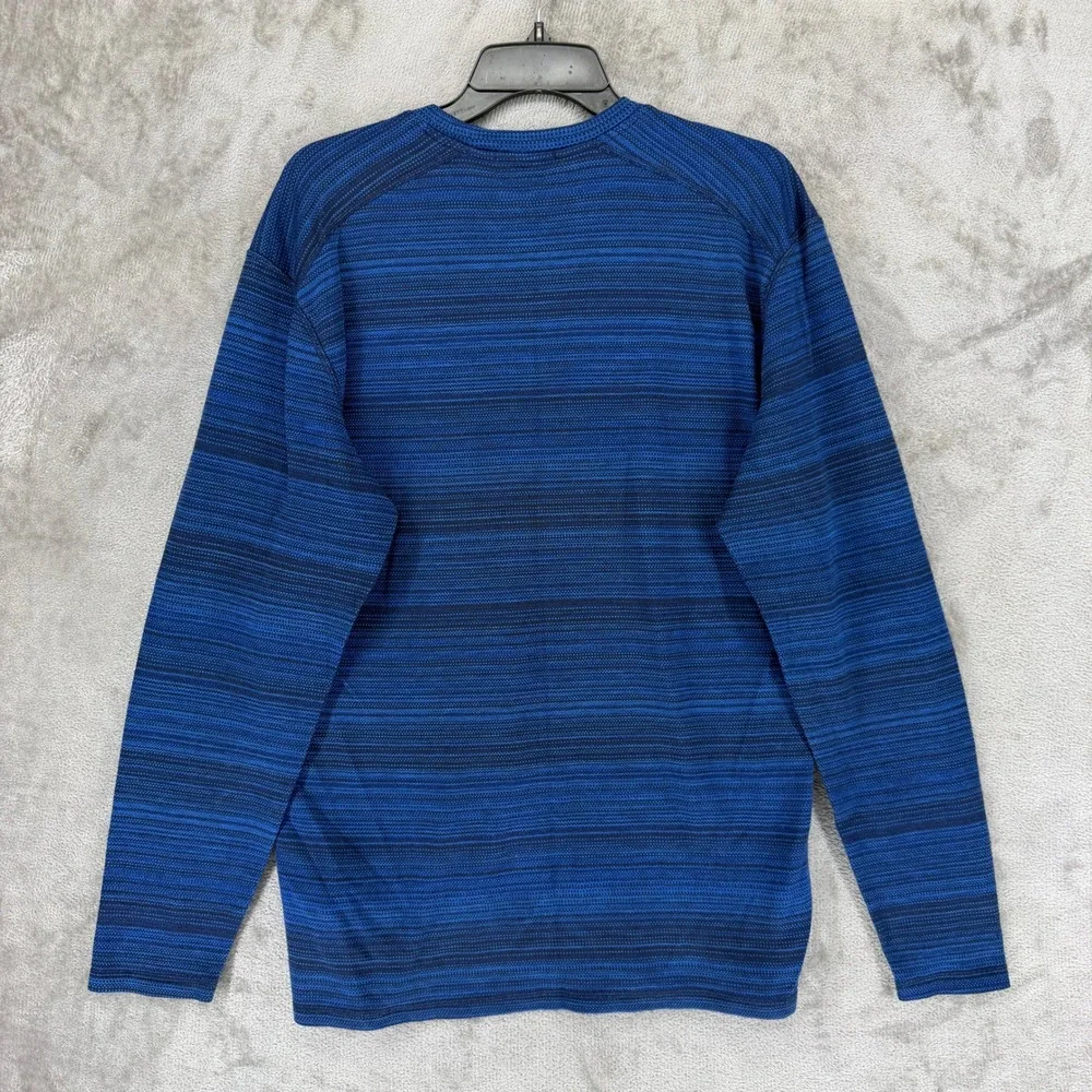 Smartwool Mens XL Blue Striped 100% Merino Wool Base Layer Top SW016349 F24